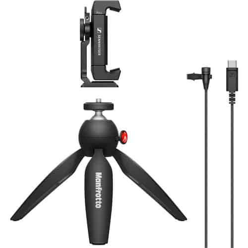Sennheiser XS LAV USB-C Mobile Kit with Mic, Manfrotto Pixi Stand, Clamp  with Cold-Shoe, Pouch & More - BilluPhotos